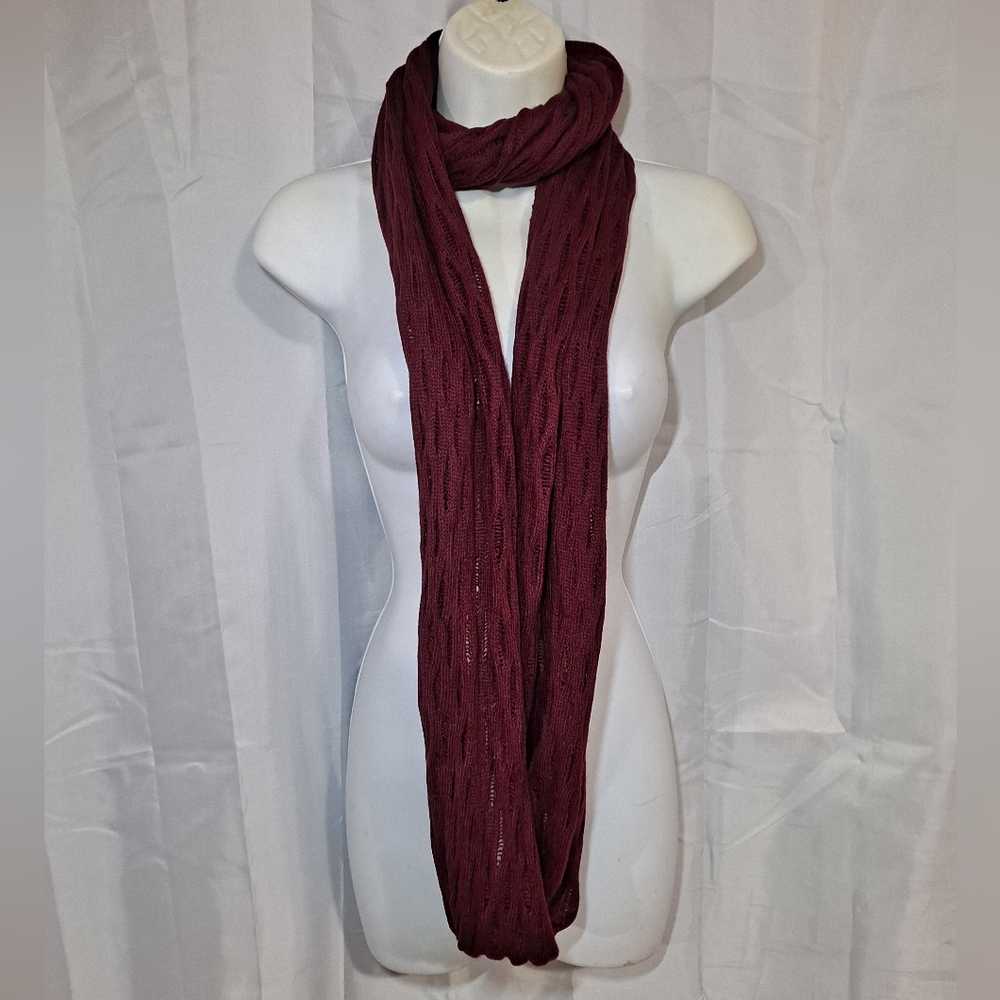 Burgundy Knit Scarf 40" x 13" Warmpth Neck Wrap Luxury Stylish Cozy Fashionable